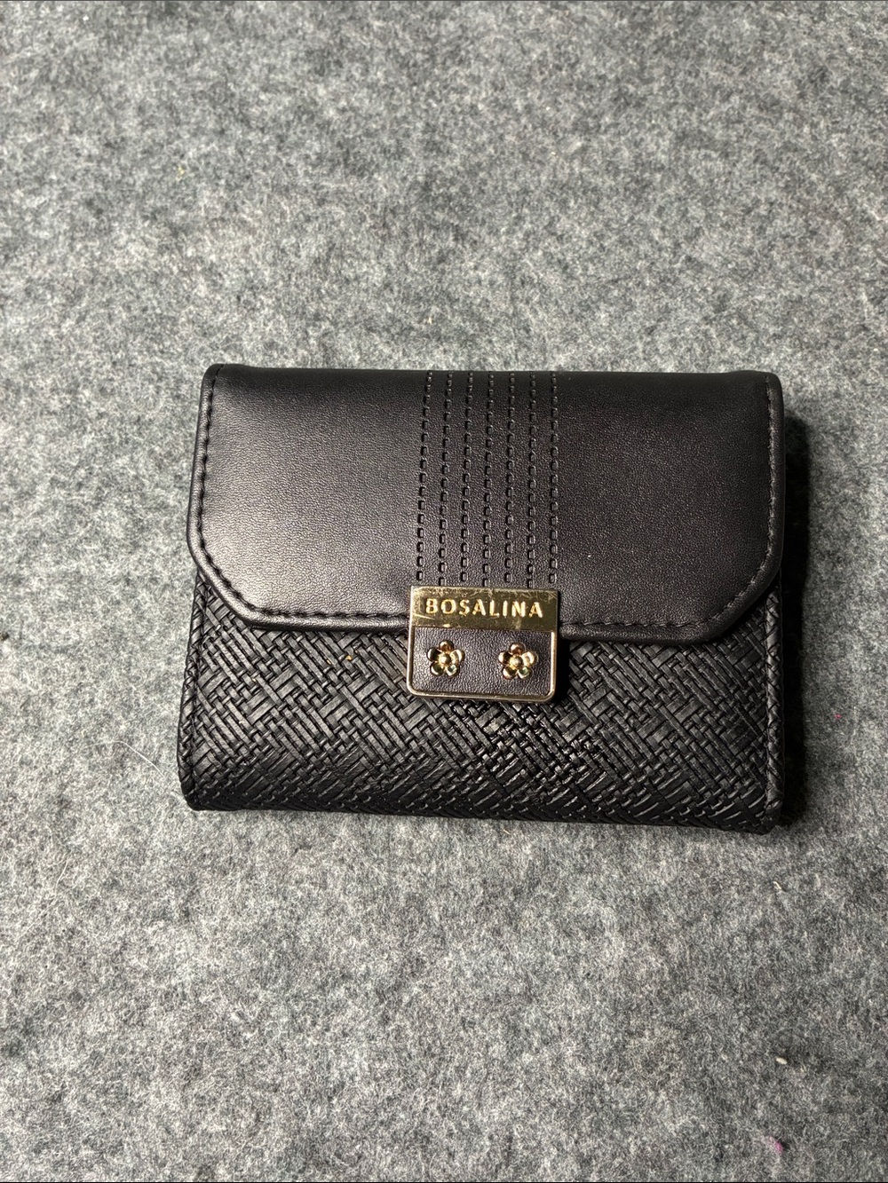 Black Textured Clutch Wallet